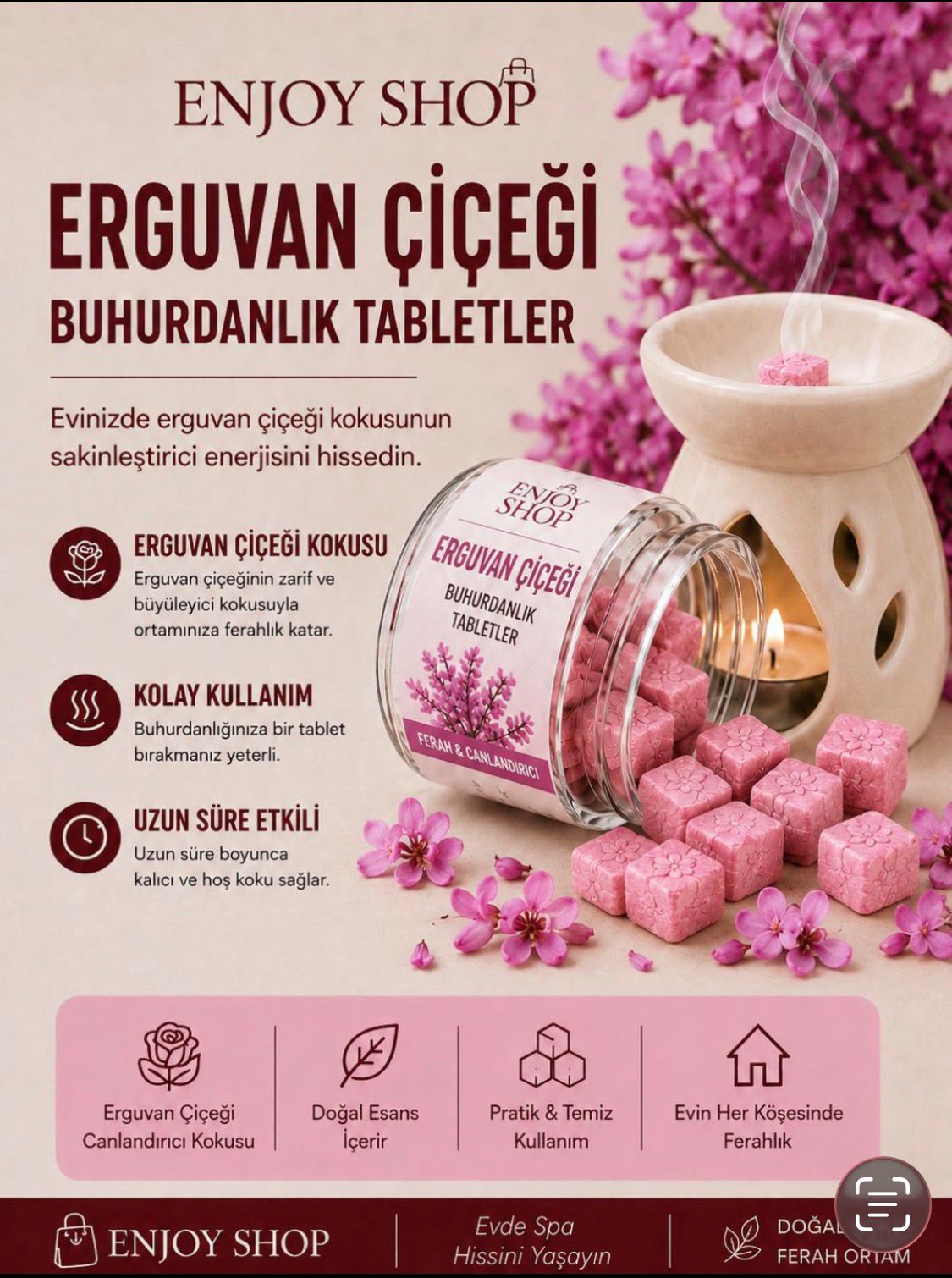 Erguvan Çiçeği Buhurdanlık Tabletler