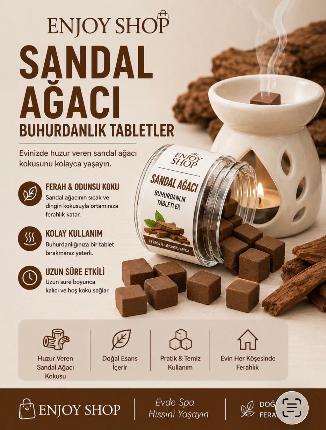 Sandal Ağacı Buhurdanlık Tabletler