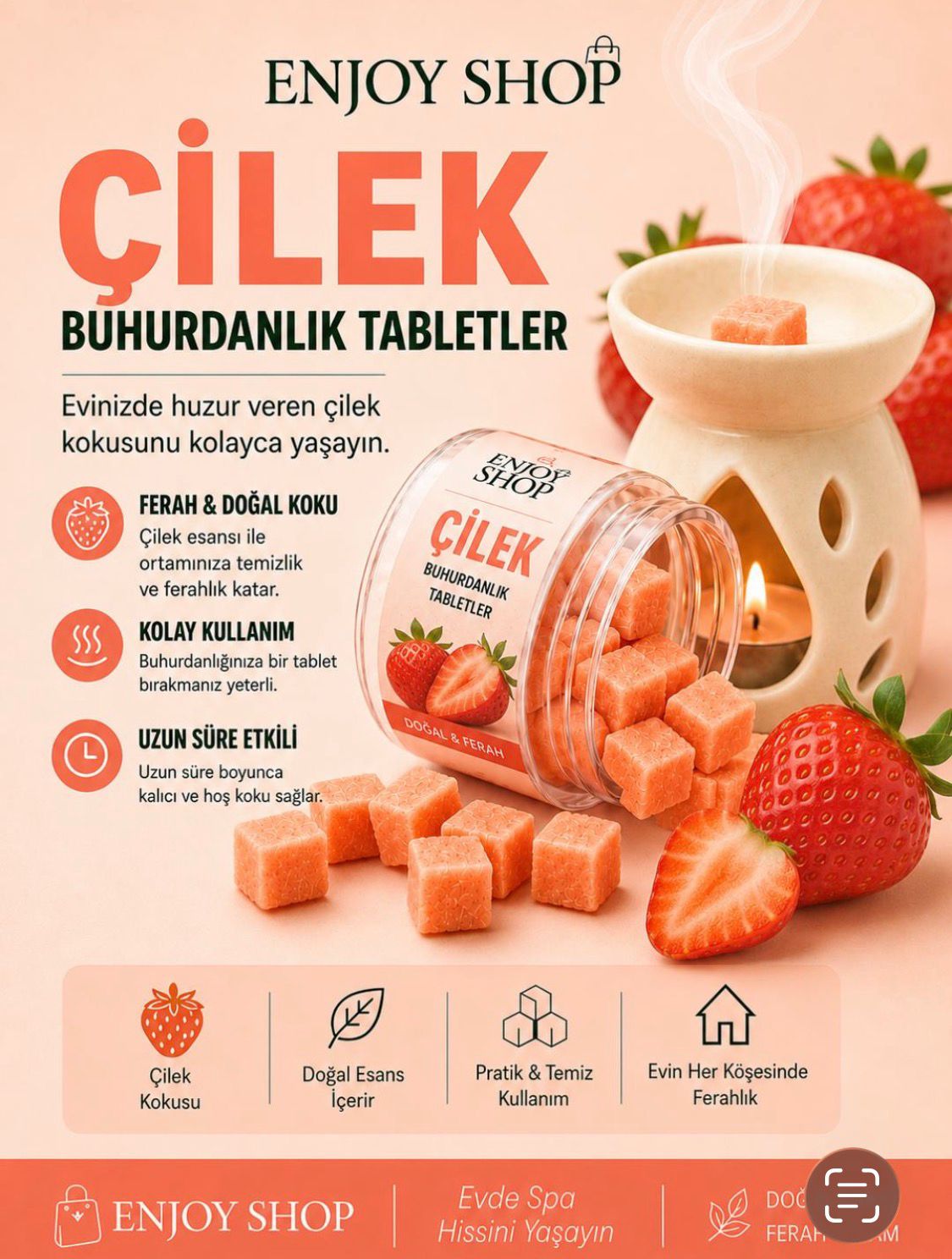 Çilek Buhurdanlık Tabletler