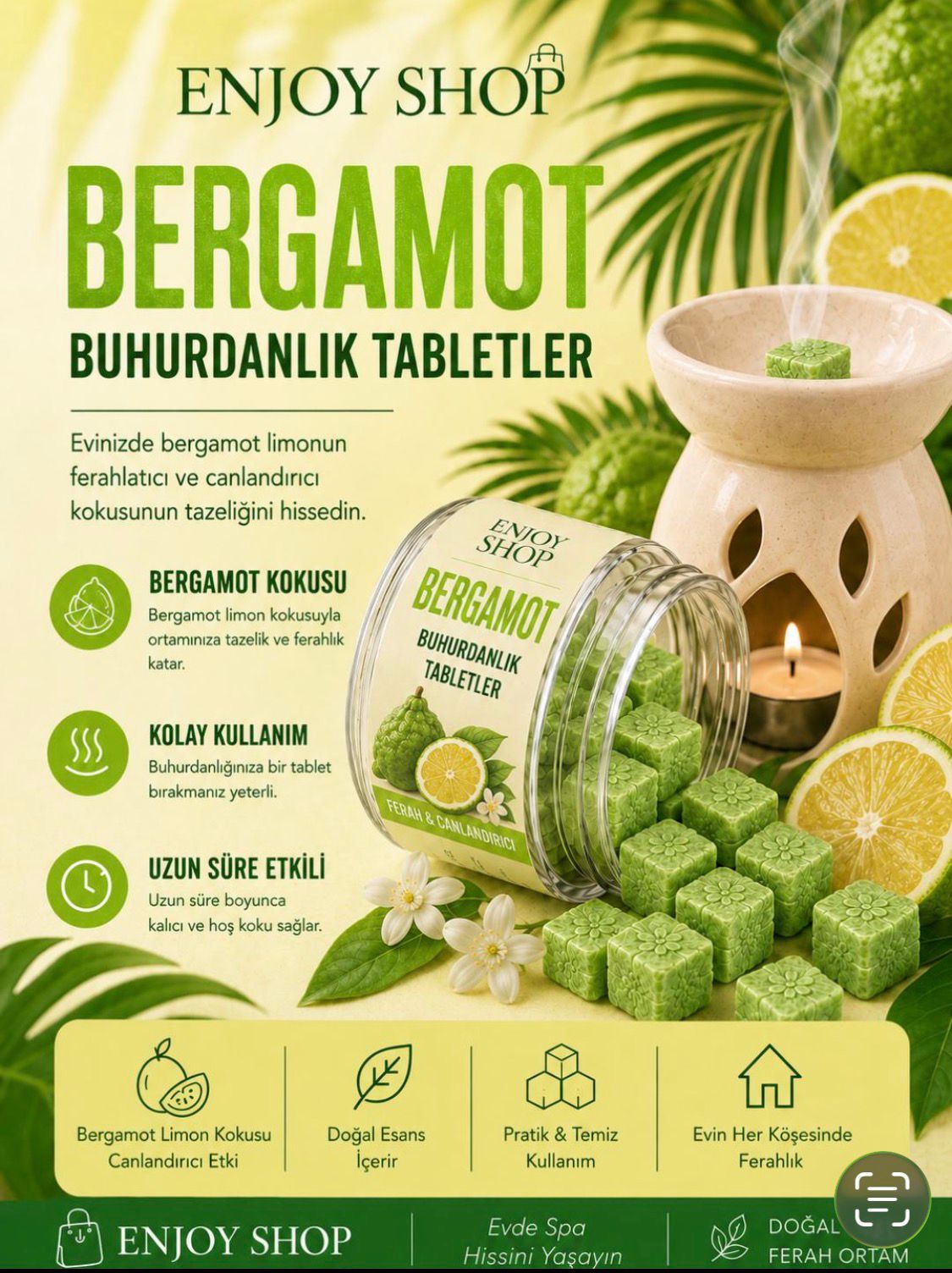 Bergamot Buhurdanlık Tabletler