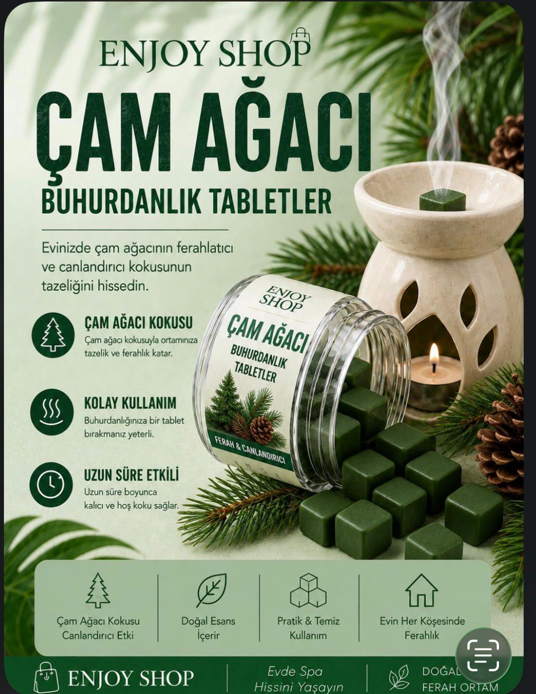 Çam Ağacı Buhurdanlık Tabletler