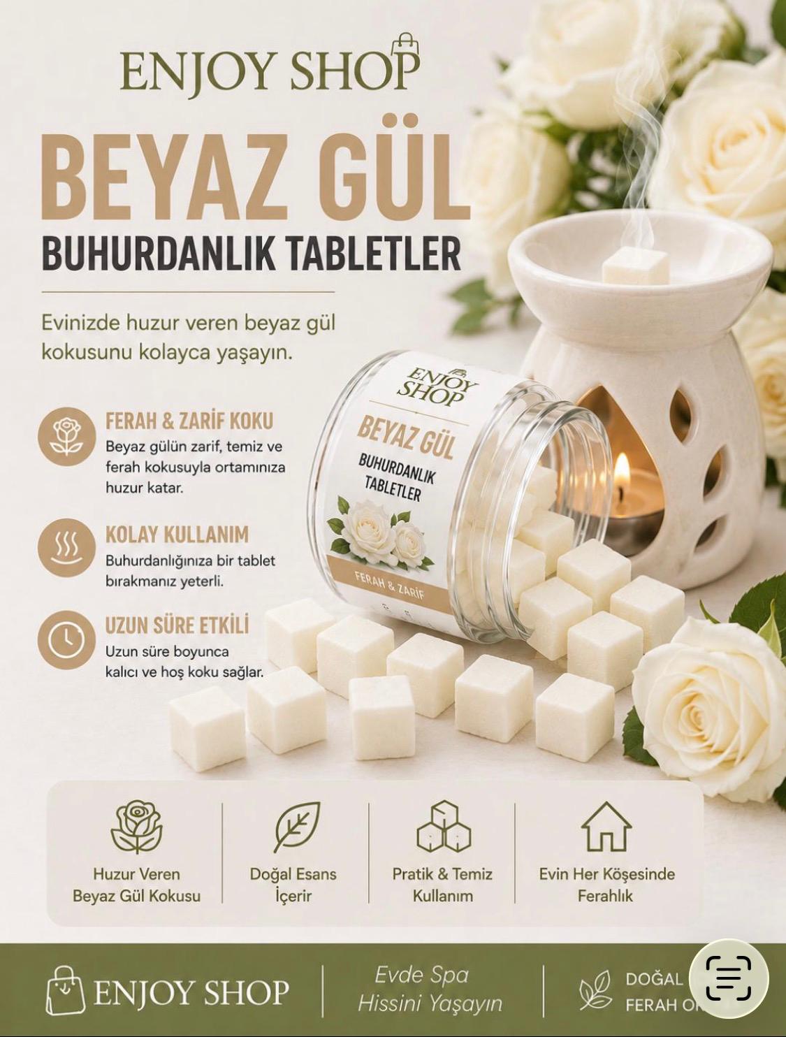 Beyaz Gül Buhurdanlık Tabletler